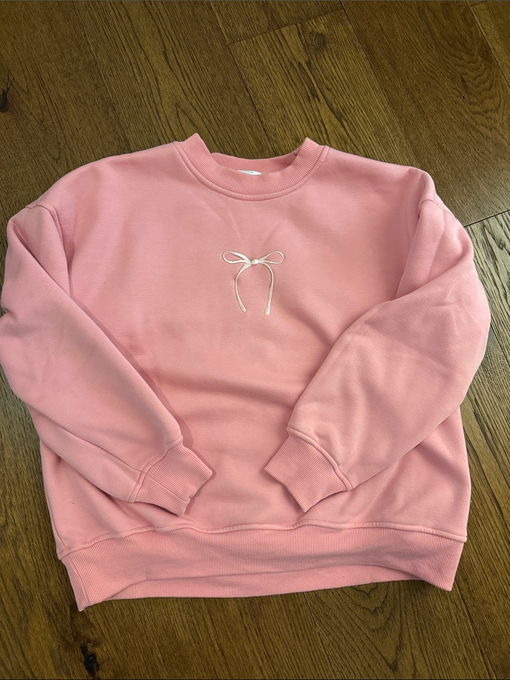 ALTAR’D STATE Pink Crewneck Sweatshirt with Embroidered Bow